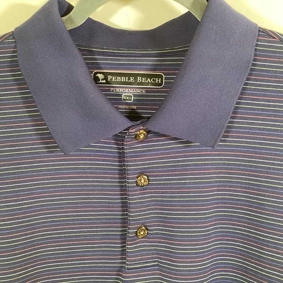 Pebble Beach Performance Men’s Striped  Short Sleeve Polo Golf Shirt.  Size XXL - Picture 3 of 5